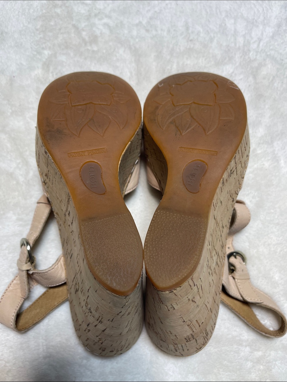 Born Nude Floral Cork Wedge Sandals Size 8 - Picture 5 of 6